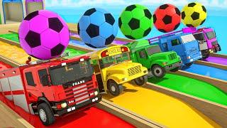 Finger Family Songs - Color the soccer balls and the school bus - Baby Nursery Rhymes & Kids Songs