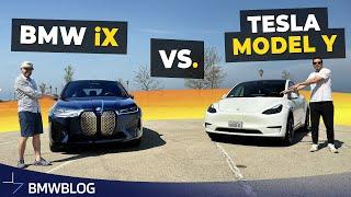 Tesla Model Y Owner Reviews the BMW iX | Electric Crossover Comparison