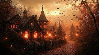 Relaxing Halloween Ambience  Abandoned Haunted Town, Spooky Sounds, Halloween Music