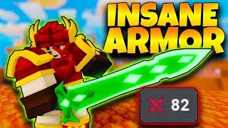 I used KIT WITH THE MOST BROKEN ARMOR in Roblox Bedwars