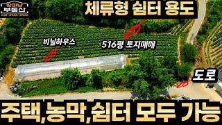 주말농장 농막 체류형 쉼터 전원주택 건축 모든지 가능한 516평 토지매매 도로보다 살짝 높아 사생활 보호되고 앞쪽은 탁트인 지형 원주 충주 여주시에서 접근하기 좋은 넓고 평평한 밭