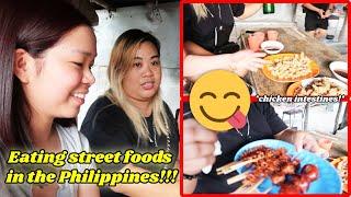 EATING FILIPINO STREET FOODS: CHICKEN INTESTINES & BUTT | Filipino UK Nurse | Danica Haban