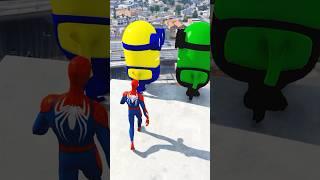 GTA 5 Epic Ragdolls GREEN SPIDERMAN VS RED MINION VS GREEN MINION #epicragdolls #gtav #gta