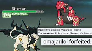 DUSK MANE NECROZMA makes SALTY POKEMON PLAYERS RAGE QUIT using WEAKNESS POLICY