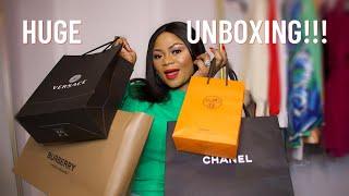 HUGE LUXURY UNBOXING HAUL: CHANEL,  HERMES,  BALENCIAGA, GUCCI, PRADA, VERSACE& BURBERRY