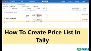 How To Create Price List In Tally || multiple price levels in Tally ||TallyPrime