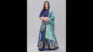 Payu Women’s Designer Banarasi Silk Lehenga Choli with Dupatta Set