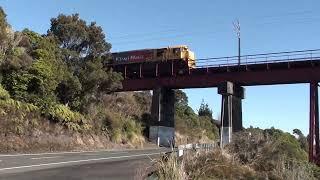 Trains on the Makatote Viaduct, New Zealand, 14 July 2024