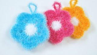 수세미뜨기/왕초보용/15분 완성 꽃수세미 Crochet flower dish scrubber