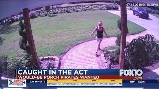 Caught in the Act: Would-be porch pirate scared off by homeowner