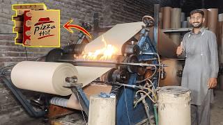 Amazing Manufacturing Process of Corrugated Pizza Box using Paper Rolls