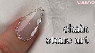 네일바요/nailbayo)chain stone nail/체인아트/스톤아트/시럽네일/웨딩네일/스톤마감브러쉬