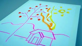 丙烯绘画 | 夕阳无限好 | 5步完成 |适合绘画初学者