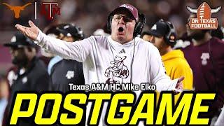 Texas A&M Mike Elko Postgame Press Conference | Longhorns def. Aggies, 17-7 | Lonestar Showdown