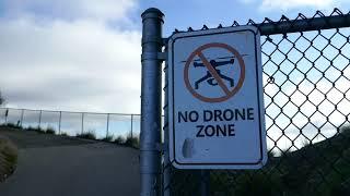 No Drone Zone Sign Hollywood Sign Hiking Hollywood Los Angeles California USA December 31, 2021