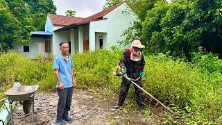 SINGLE OLD man raising 5year old child cleans up house that has been abandoned overgrown grass lawn