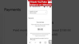 How to check YouTube balance on Adsense tamil #shorts