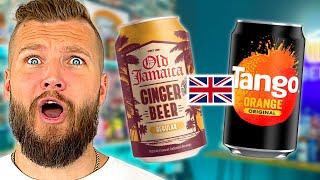 Americans Taste Test British Drinks! (Tango, Old Jamaican, & MORE)