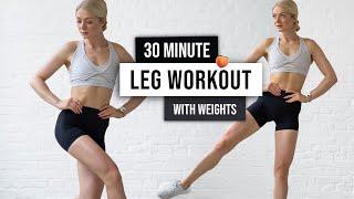 30 MIN LEG WORKOUT - Lower Body, GLUTES and THIGHS - With Weights Home Workout