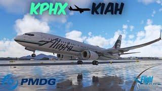 MSFS Live | Alaskan Airlines PMDG 737 800 | Phoenix (KPHX) ︎ Houston (KIAH) #msfs2020