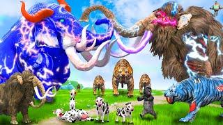 10 Mammoth Elephant Cow vs 5 5 Giant Tiger vs Zombie Elephant Attack Cow Baby Saved by Woolly Mammot