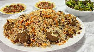 Afghan MeatBall Kofta Pulao Recipe  قابلی ازبکی لذیذ  با کوفته وروغن کنجد