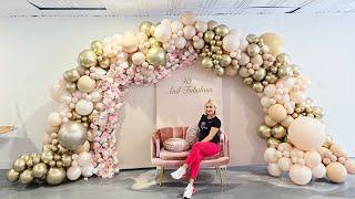 Flowers and balloons Birthday setup | Trio Arch Backdrops