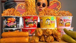 SPICY NOODLES CHALLENGE!  WITH FRIED CHICKEN & HOTDOGS