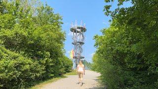 Climbing the 35 meter high Schönbuchturm with great view of nature park | Herrenberg, Germany 2023