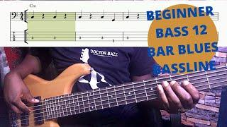 How to play a SIMPLE 12 BAR BLUES bassline on Bass guitar - A MUST FOR ALL BEGINNER BASS PLAYERS