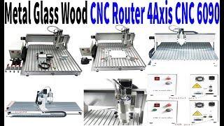 Metal Glass Wood CNC Router 4Axis CNC 6090