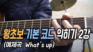 [딩기리닷컴] 통기타 왕초보를 위한 기본코드 익히기 2강 / What's Up (4non blonds) / 통기타 독학, 기타레슨, 왕초보 기타, 기타입문