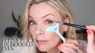 How to achieve feline flicks with liner on hooded eyes