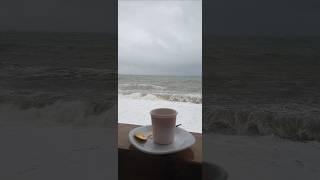 #Drinking #coffee in a #storm #sea #cafe #shorts