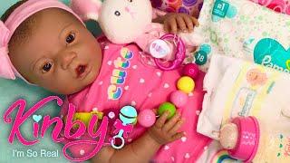 Kinby Doll! Realistic Baby Doll Changing An Outfit! Getting Ready A Diaper Bag For An Outing! 