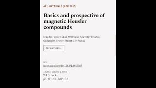 Basics and prospective of magnetic Heusler compounds | RTCL.TV