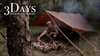 3 Days Bushcraft Camp / Spatula Carving / Campfire Cooking / Fatwood