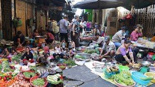 Morning Food Market Scene @Orussey - Plenty Fresh River Fish, Beef, Pork & More Rural Vegetable