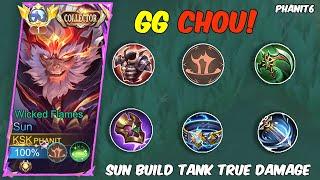 SUN TANK  DAMAGE DARK SYSTEM VS. CHOU EXP LANE  - TOP GLOBAL SUN BUILD TANK TRUE DAMAGE ~ MLBB