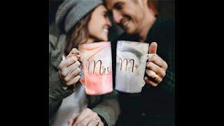 AMERTEER Mr and Mrs Coffee Mugs - Wedding Gift - for Bride and Groom