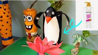 DIY Penguin  Planter Ideas From Shampoo Bottle/Penguin Planter diy