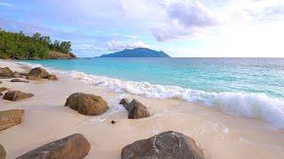  Seychelles Beach and Crystal Turquoise Waters. Ocean 4K Ultra HD
