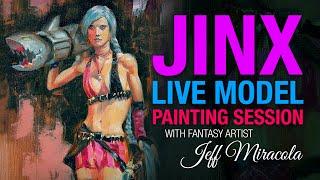 Oil painting of Jinx from League of Legends with Fantasy Artist Jeff Miracola