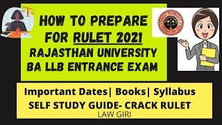 How to prepare for RULET 2021 in 10-20 days| Rajasthan University BA LLB Entrance Exam 2021