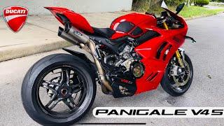 MOTO GP SOUND Ducati Panigale V4S - Full Titanium Spark Exhaust - BST Rapid Tek Carbon Fiber Wheels