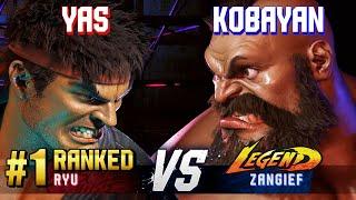 SF6 ▰ YAS (#1 Ranked Ryu) vs KOBAYAN (Zangief) ▰ High Level Gameplay