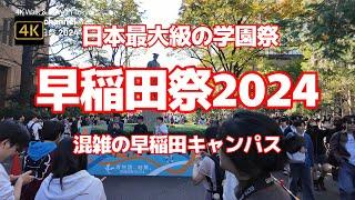 4K【早稲田祭2024～日本最大級の学園祭】【混雑の早稲田キャンパス】【運営スタッフ総勢約650名にも上るメンバーが作り上げる早大生の熱量】【テーマは「君物語、結集。」】【大隈重信講堂】早稲田大学