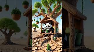 The panda and her calf built a tree house  #ai #panda #monkey