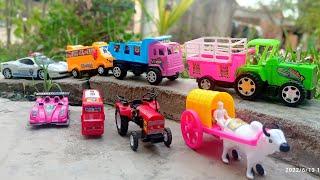 Mini Tractor Trolley Show Of Wall Roads | Jcb | School Bus | Truck | Bullock cart | Suraj technical