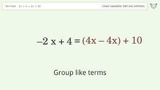 Solve 2x+4=4x+10: Linear Equation Video Solution | Tiger Algebra